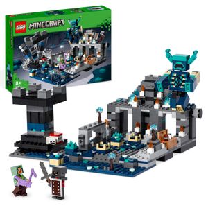 LEGO 21246 Minecraft Das Duell in der Finsternis Set, Biom Spielzeug, alte Stadt mit Wächter Figur und explodierendem Turm, Geschenk für Kinder