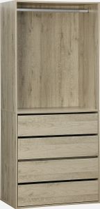 sweeek - Modul mit 4 Schubladen und Kleiderschrank - Natur