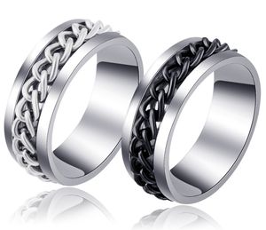 Anti Stress Ring mit drehbarer Kette schwarz oder silber Anxiety Ring US 9 Silber