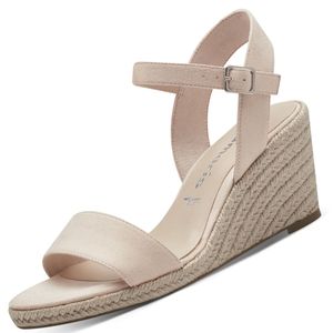Tamaris sandały damskie espadryle z obcasem klinowym w rafii 1-28300-42, rozmiar:41 EU, kolor:Beżowy