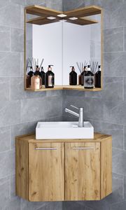 VCM 3-dielna súprava kúpeľňového nábytku WC pre hostí umývadlo pre hostí malá rohová Vilosa medový dub