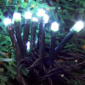 LED Mini-Lichterkette 20er kaltweiß / grün ein Strang innen 09236