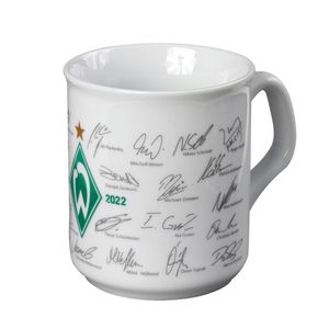 SV Werder Bremen Tasse, Becher Kaffeebecher Team mit Unterschriften Autogramme Signatur 2021/2022, 22-30068