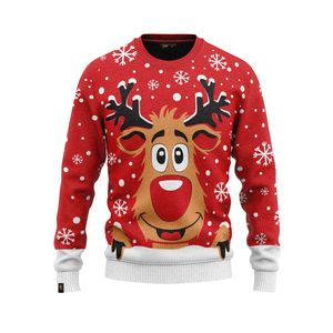 JAP Rudolf das Rentier Rot - Lustiger Hässlicher Weihnachtspullover Für Damen und Herren Ugly Christmas Sweater - L