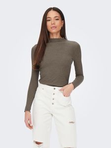 ONLY Damen Geripptes Langarm Shirt Dünnes Longsleeve Basic ONLEMMA | M