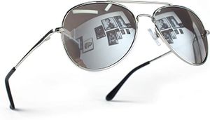 Sluneční brýle Pilotní brýle Polarizované Aviator Premium kovový rám Pilotní sluneční brýle Uni s ochranou UV400 Vintage řidič brýle stříbrné