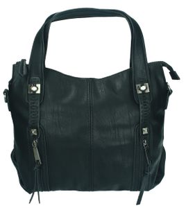 Damen Handtasche MADRID 1 Henkeltasche Umhängetasche mit Reißverschluss  Farbe: schwarz