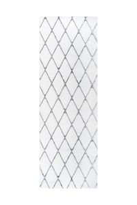 Kayoom Hochflor Teppich Shaggy  Vivica 225 Weiß / Anthrazit 80cm x 250cm