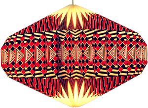 Origami Design Papier Lampenschirm - Modell Ufo / Rot, 22*47*47 cm, Asiatische Lampenschirme aus Papier & Stoff