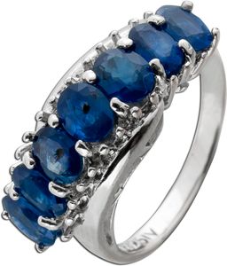 Designer Ring Silber 925 7 blau leuchtende Saphir Edelsteine Edelsteinring 16