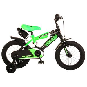 Volare Sportivo Kinderfahrrad 14 Zoll Mädchen Jungen Alter ab ca. 3,5 - 5 Jahre Größe 100 - 115 cm schwarz grün