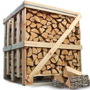 holz4home® Brennholz Eiche Kammergetrocknet 25 cm 1RM/ 1,6 SRM I 450-500 kg auf Palette I Ideal als Holz für Ofen Kamin BBQ I Feuerholz Eiche