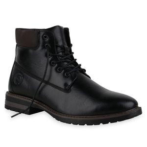 Mytrendshoe Herren Worker Boots Leicht Gefütterte Stiefel Outdoor Schuhe 836044, Farbe: Schwarz Dunkelbraun, Größe: 42