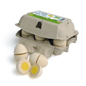 Erzi 17015 Eier aus Holz zum Schneiden für die Kinderküche