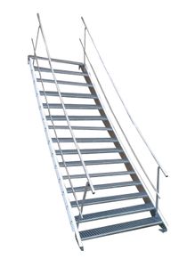 15 Stufen Stahltreppe beidseitigem Geländer Breite 100 cm Geschosshöhe 250-320cm