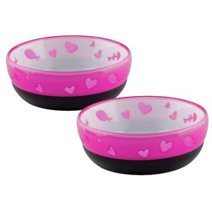 2er Sparpack Katzennapf Wasser- und Futternapf Cat Love Bowl mit gratis Spielzeug rosa