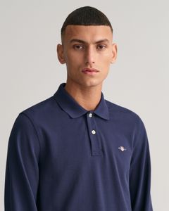 GANT Regular Shield Langarm-Pique-Poloshirt, Blau XL