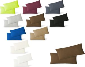 Jersey Kissenbezug Hülle 2 Sparpack Set mit Reißverschluss  hochwertige Qualität 40 x 80 cm schokobraun