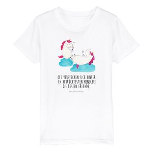 Mr. & Mrs. Panda 9-11 Jahre (134/146) Organic Kinder T-Shirt Einhorn Sekt - Weiß - Geschenk, Kinder T-Shirt Jungen, Unicorn, Einhörner, Einhorn Deko