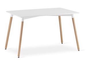 Esstisch Tisch Küchentisch Esszimmertisch klein 120cm Länge + 80cm Breite weiss mit Vollholzbeinen in Natur