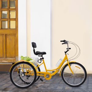 24 Zoll Dreirad Erwachsene   Faltbares Fahrrad Seniorenrad  7 Gang Mit LED Licht korb Für Erwachsene City Fahrrad