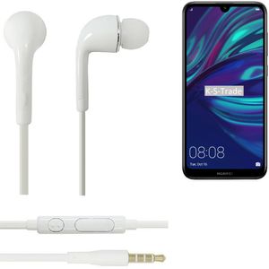 K-S-Trade Kopfhörer Headset kompatibel mit Huawei Y7 (2019) mit Mikrofon u Lautstärkeregler weiß 3,5mm Klinke Kabel Headphones Ohrstöpsel