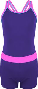 Aquarti Mädchen Badeanzug mit Bein Racerback , Farbe: Violett / Rosa, Größe: 134