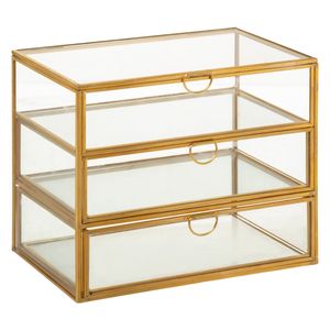 Box mit 3 Schubladen - Glas - vergoldet - 3 Schubladen - 15x18 cm - Atmosphera créateur d'intérieur