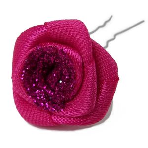 12x Haarblume Rose pink 2cm Satin Haarschmuck Haarnadel H1259-12