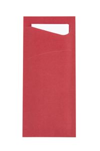 Bestecktasche Prime Fit in Rot 85 x 190 mm, mit 2-lagiger Tissue-Serviette in Weiß - 500 Stück