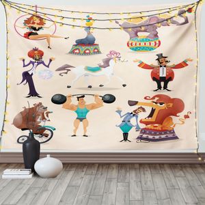 ABAKUHAUS Tier Wandteppich, Zirkus-Spaß-Athleten-Pferd, Wohnzimmer Schlafzimmer Heim Seidiges Satin Wandteppich, 200 x 150 cm, Mehrfarbig