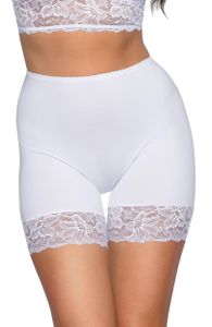 Alkato Damen Longpants mit Spitze Unterhose mit Bein Miederpants Rock Boxershorts, Farbe: Weiß, Größe: L