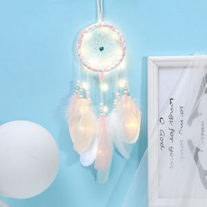 Traumfänger Mädchen Handgefertigt Dreamcatcher Traumfänger Federn Weiß für Gute Träume Wandbehang Auto Raum Mädchen Kreatives Geschenk