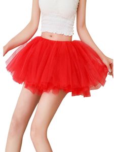 Damen Tüllröcke Plissiert Tutu Rock Dance Röcke Boho Gradient Sommer A-Linie Minirock Rot,Größe Einheitsgröße