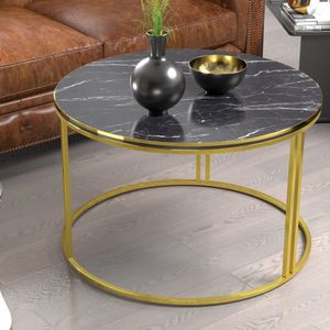Konferenční stolek 'Aulum' 50 x 70 cm mramor, černá / zlatá barva