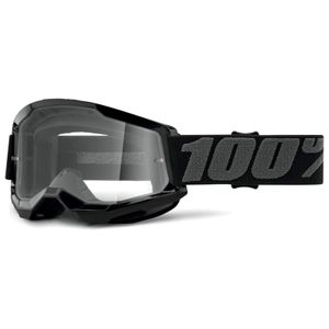 100% Strata 2 Clear Motocross Brille (Black,One Size)