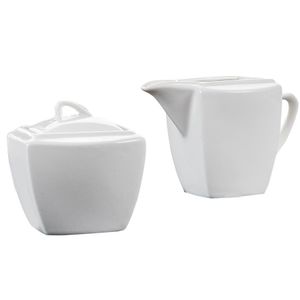 MALACASA, Serie Blance, 3-teilig Porzellan Milch und Zucker Set mit Deckel, Milchkannen Zuckerdose Milch- & Zuckerbehalter Küchenhelfer