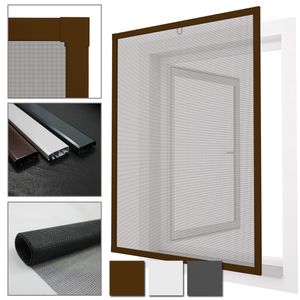 Diluma Insektenschutz Alu Fenster Comfort - stabiles Fliegengitter, Farbe:Braun, Maße:100 x 120 cm