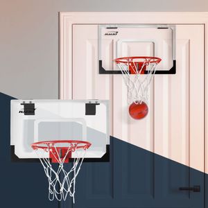 Hauki Mini basketbalový koš se 3 míči, 58x40 cm, bílý, včetně sítě a pumpy, přenosný, montáž na dveře/stěnu, bez vrtání, závěsný basketbalový koš pro vnitřní použití