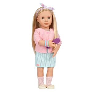 Our Generation - Haarschmuck in pastell mit Bürste, Klammern und Haargummi für Puppe 46 cm