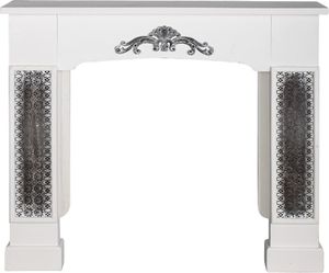 Casa Padrino Landhausstil Kaminumrandung mit Verzierungen Weiß 115 x 23 x H. 100 cm - Handgefertigte Deko im Landhausstil
