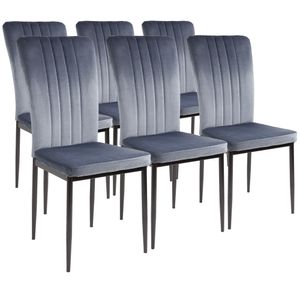 Albatros Stoličky do jedálne so zamatovým poťahom Set 6 MODENA, sivá - štýlový vintage dizajn, elegantná čalúnená stolička k jedálenskému stolu - stolička do kuchyne alebo jedálne s vysokou nosnosťou