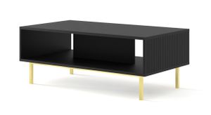 Konferenční stolek RAVENNA B 90x60 cm rám BLACK MATT / BLACK MATT Konferenční stolek MDF stůl v italském stylu s frézovanými prvky Zlaté nebo černé kovové nohy Kovové nohy