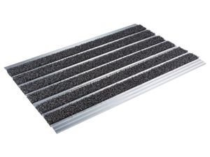 BÜMAG Aluminium-Fussmatte mit Langflor-Streifen und Anlaufschienen (60x40) - witterungsbeständig - perfekter Fussabstreifer für den Innen- und Aussen!