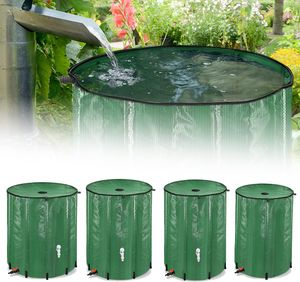 Regentonne 500 Liter Regenwassertonne Zusammenklappbar Regenwassertank mit Regenfass PVC Schutzabdeckung Grün 132 Gallone CEEDIR