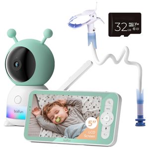 BOIFUN 2K Babyphone mit Kamera, Baby Monitor Auto-tracking, Weinen- Geräuscherkennung, Temperatur- und Feuchtigkeitsmessung, PTZ, 32GB SD Karte