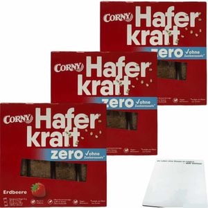 Corny Haferkraft Zero Erdbeere 3er Pack (12x35g Riegel) + usy Block