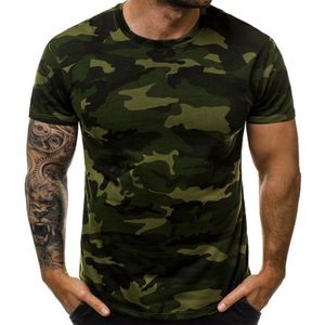 Herren Camouflage Kurzarm Rundhalsausschnitt Casual Tops T-Shirt Bluse Pullover Tunika,Farbe: Grün,Größe:5XL