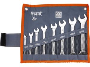 EXTOL PREMIUM 6119 Klucz płaski, zestaw 8 sztuk, 6-22 mm, CrV