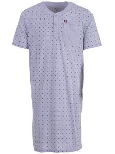 Herren Nachthemd kurzarm V-Ausschnitt Schlafshirt Baumwolle mit Brusttasche, Farbe:Grau, Größe:XXL